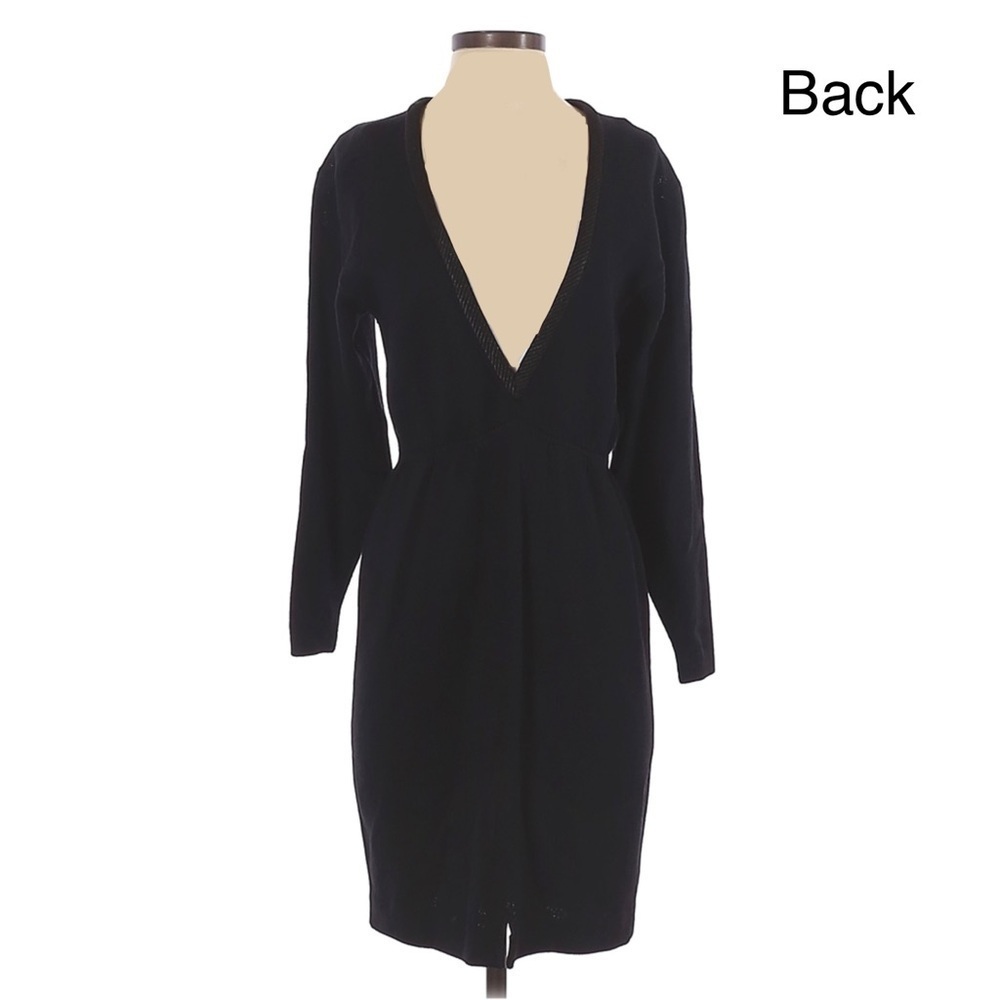 St. John by Marie Gray Dress Size 4 Vintage 70s Plunging Back Santana Knit Black